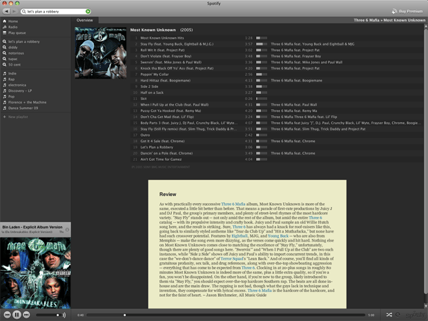 Spotify Album View - with Review