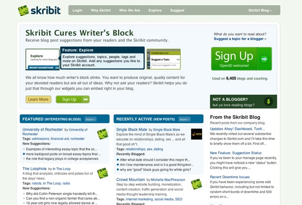 Cure Writer's Block - Skribit