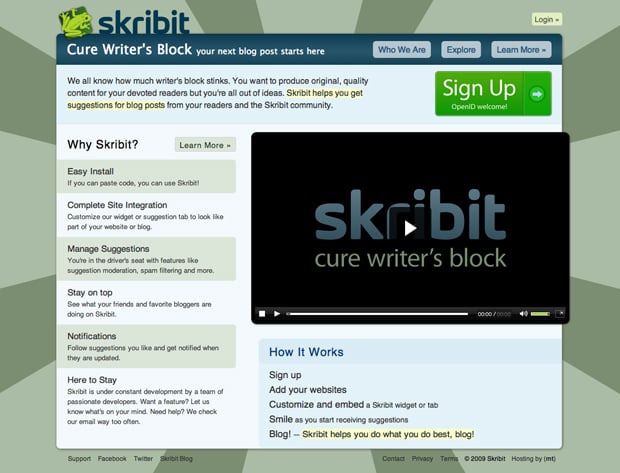 Redesign of Skribit homepage
