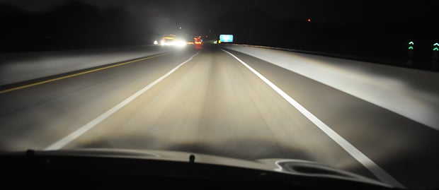 Fiesta headlights at night