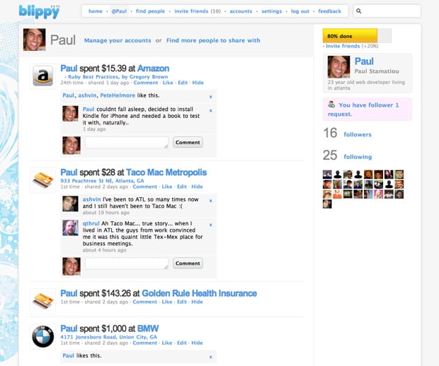 Blippy profile for @Paul