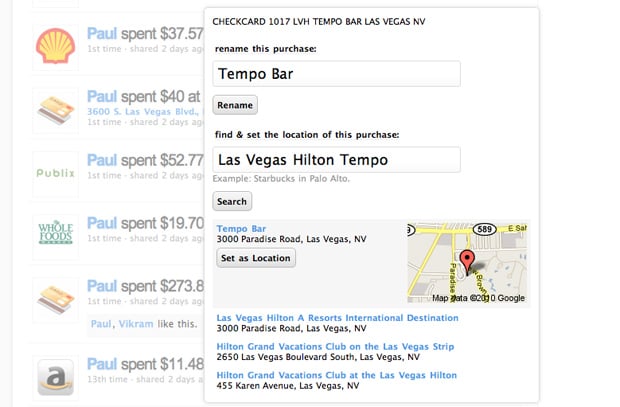 Rename purchases and specify address on Blippy