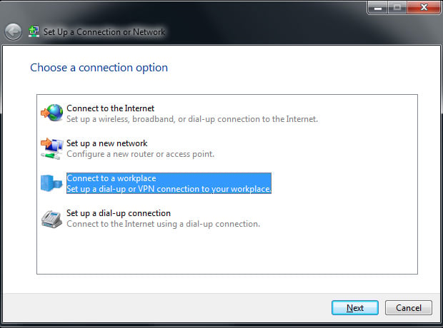 Connect to a workplace - Windows 7