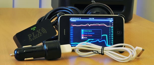 iPhone 3GS with Rev app, PLX Kiwi Wifi, Griffin WindowSeat mount, Griffin PowerJolt charger