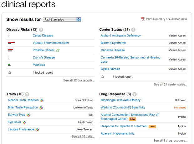 Clinical Reports - 23andMe Health Edition