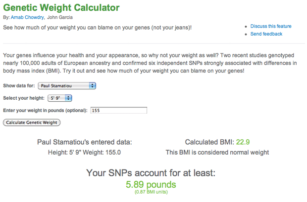Genetic Weight Calculator - Health Labs at 23andMe
