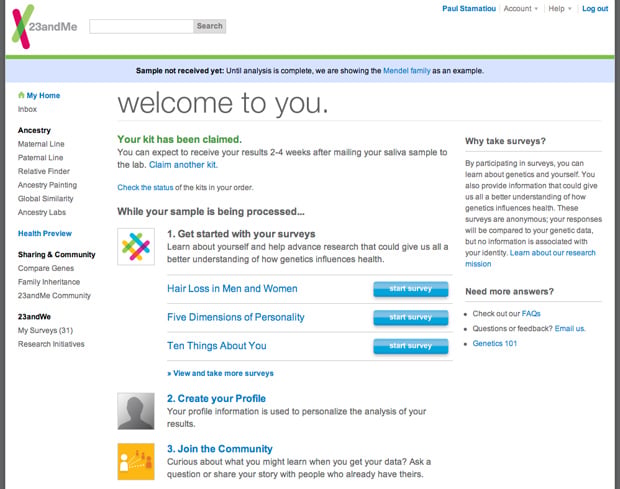23andMe Account Created