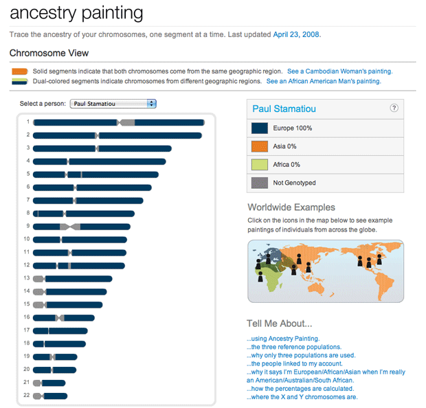 Ancestry Painting of Chromosomes on 23andMe