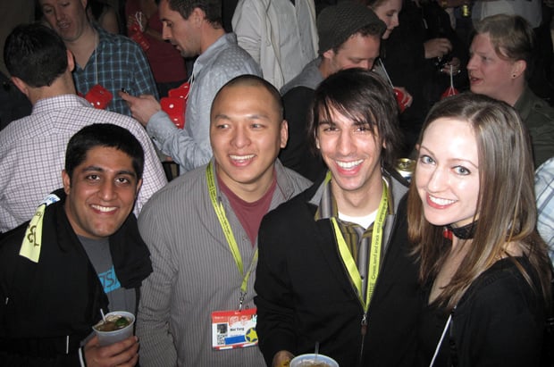 Akshay Dodeja, Wei Yang, Paul Stamatiou and Courtenay Bird at the Diggnation party