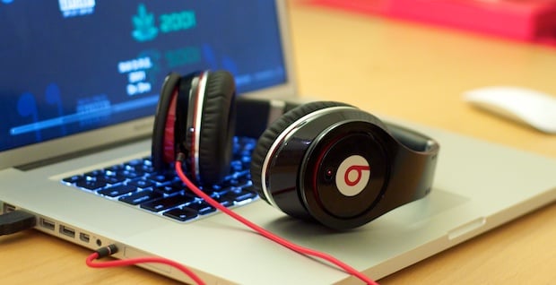 Beats Studio Headphones plugged into MacBook Pro
