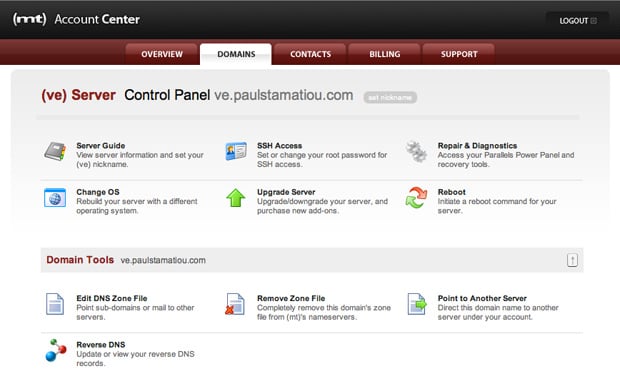 Media Temple (ve) server in Account Center