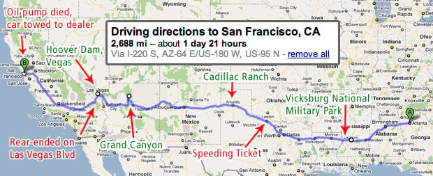 Stammy Roadtrip to San Francisco Route