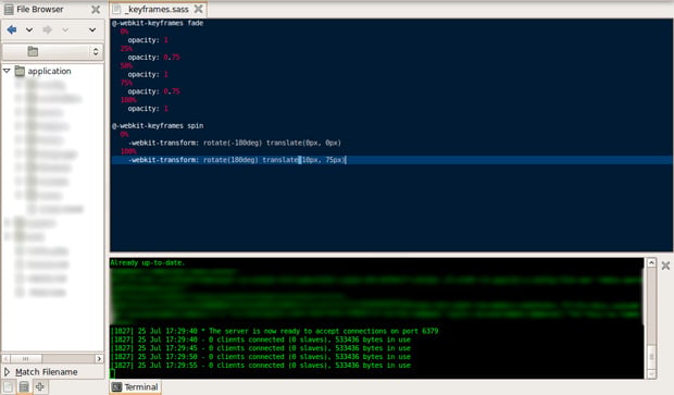 Fullscreen gedit development environment