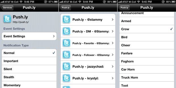 Notifo iPhone app with Push.ly Service
