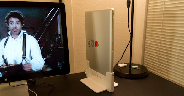 Henge Docks MacBook Pro Angled with Apple LED Display
