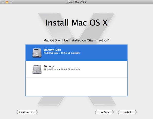 Mac OS X 10.7 Lion Install