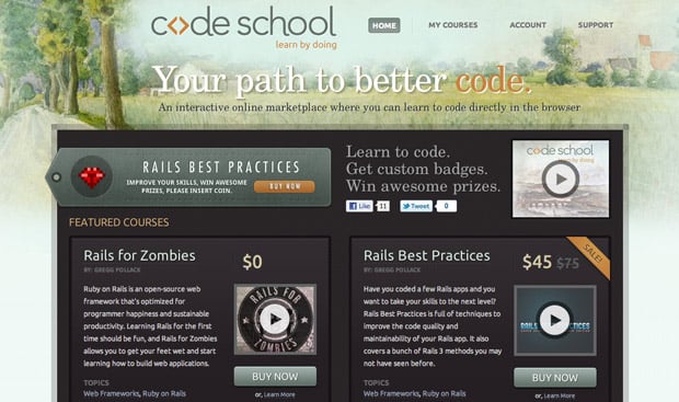 Code School - an interactive online marketplace where you can learn to code directly in the browser