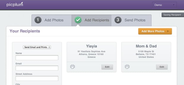 Picplum - Recipients Added