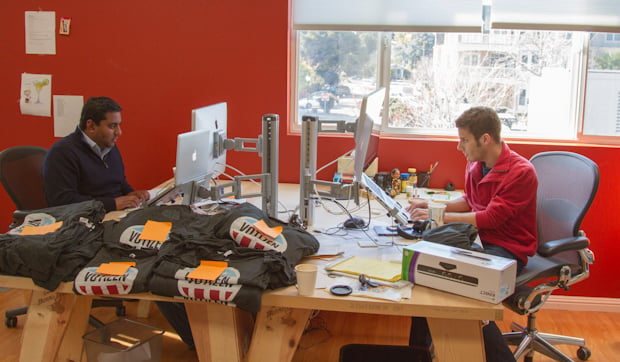 Semil Shah and Jason Putorti working at Votizen HQ