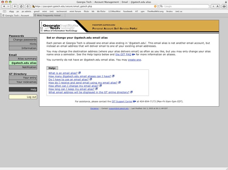 GaTech email aliases