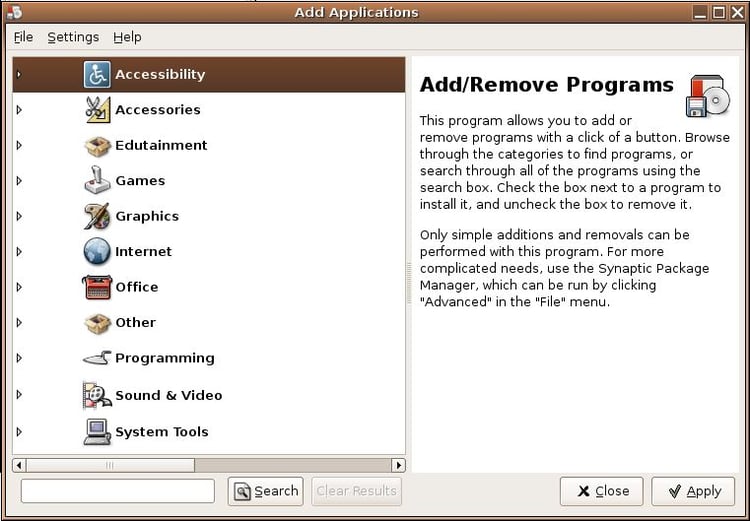 Ubuntu Add/Remove Programs