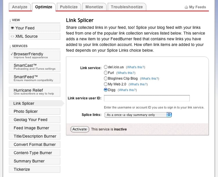 Feedburner Link Splicer