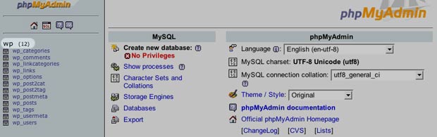 Repair MySQL Tables in phpMyAdmin