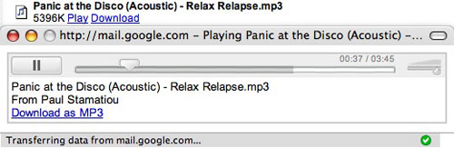 Gmail Adds mp3 player