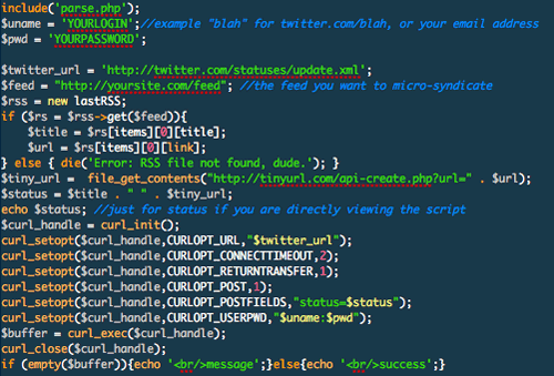 RSS to Twitter Source Code