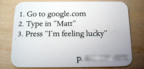 Matt Mullenwegâ€™s business card