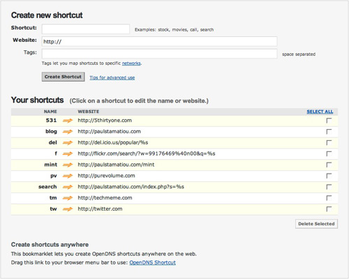 OpenDNS Shortcuts