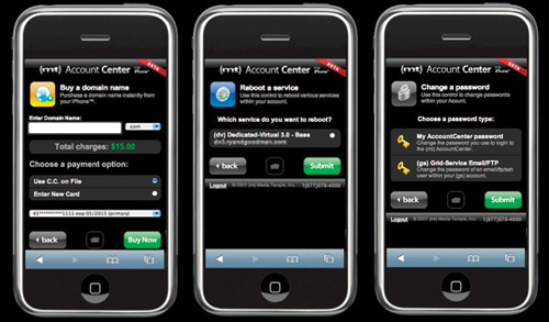MediaTemple iPhone Account Center