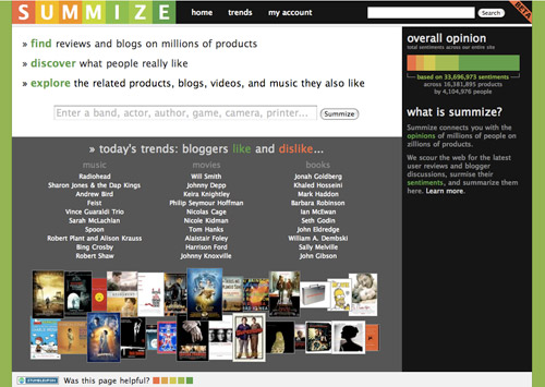 Summize.com Homepage