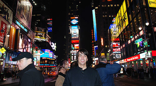 Paul Stamatiou in Times Square