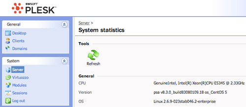 Media Temple (dv) 3.5 Plesk Server Stats