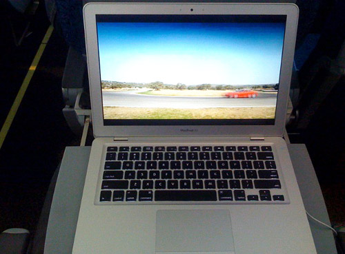 MacBook Air on a flight