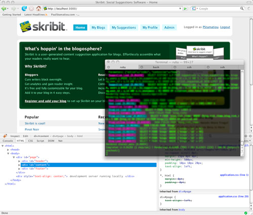 Skribit Dev: Firefox, Firebug and Terminal