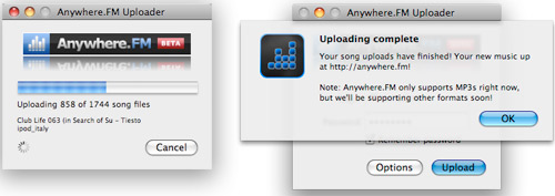 Anywhere.FM Uploader - Using iTunes library