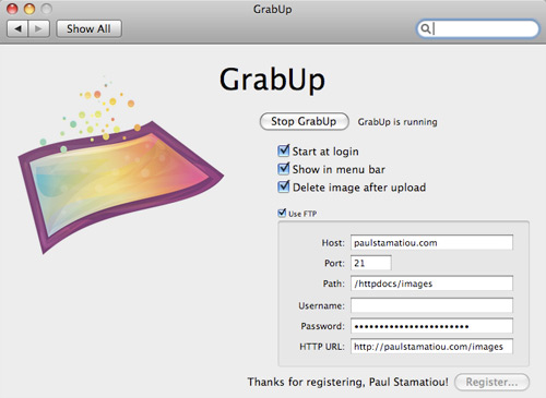 GrabUp Preferences OS X