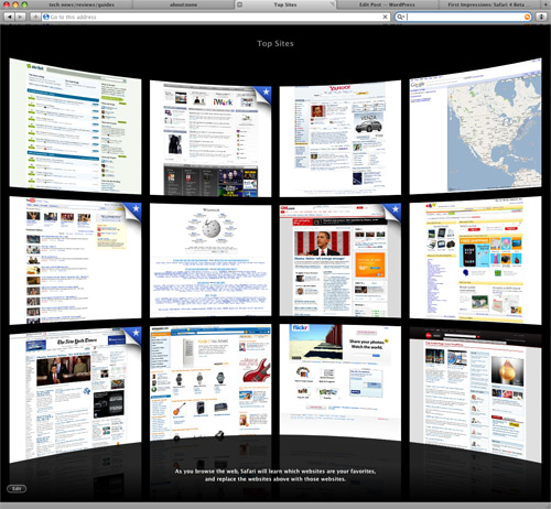 Top Sites in Safari 4 Beta