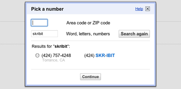 Google Voice - Select Number