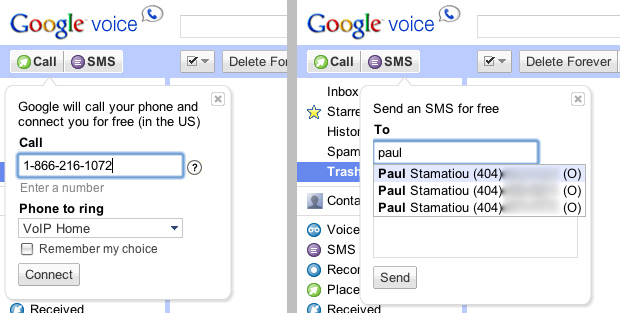 Google Voice - Send SMS, Click to Call