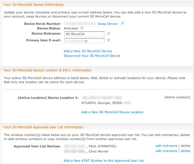 Manage AT&T 3G MicroCell on AT&T's website