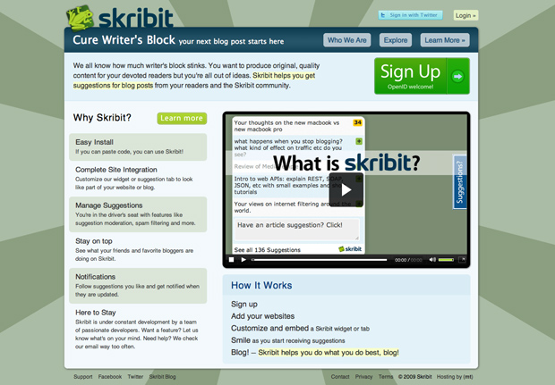 Skribit - Cure Writer's Block