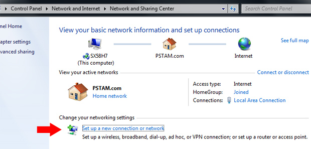 Set up new VPN connection - Windows 7