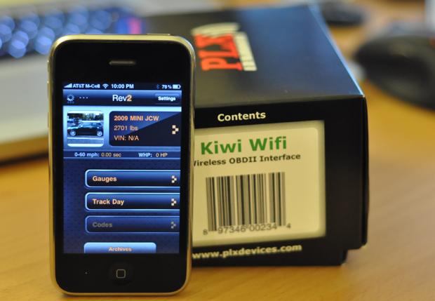 iPhone 3GS and Rev app with PLX Devices Kiwi Wifi