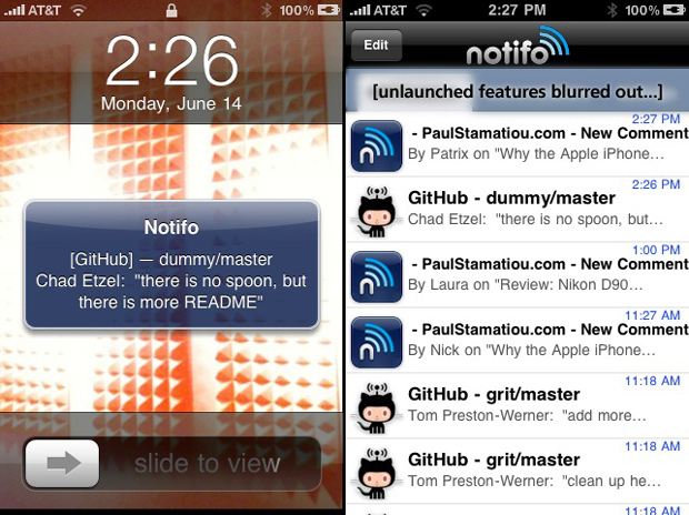 Notifo iPhone App Screenshots