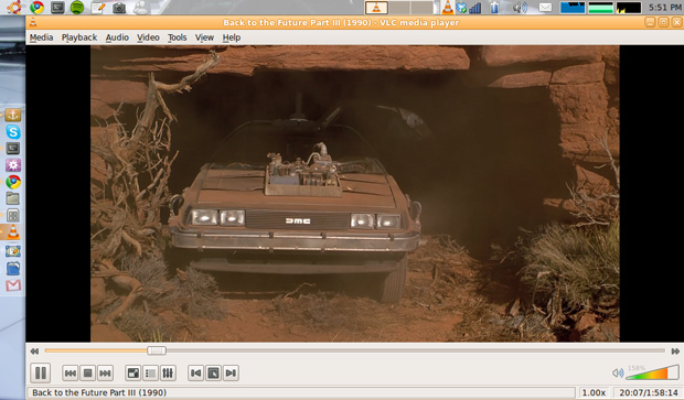 ASUS Eee PC playing a movie over the network in VLC player