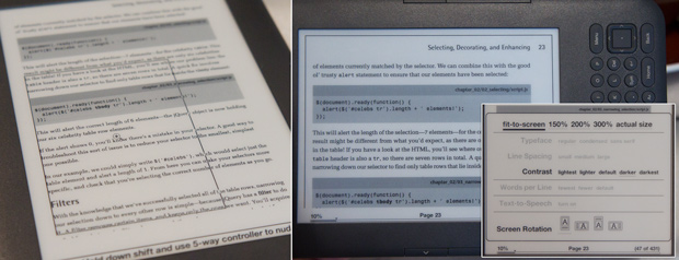 PDF reading and controls on the Amazon Kindle