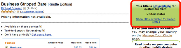 Kindle Book not available in US Store